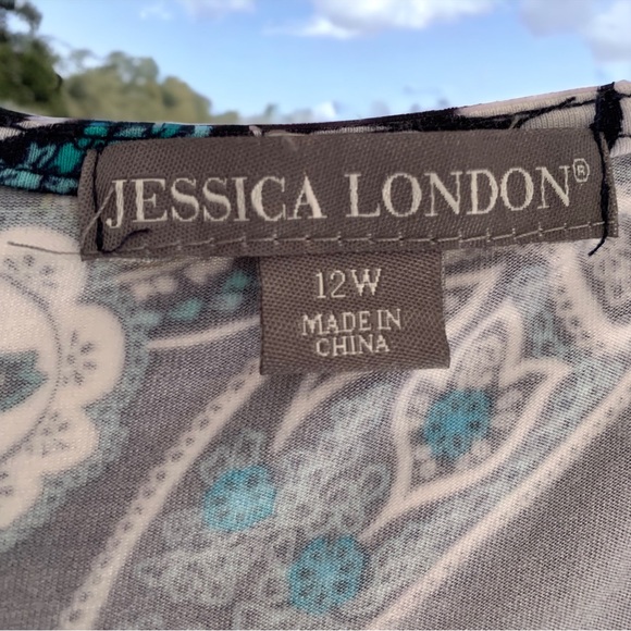 Jessica London Blue Floral Geometric Dress | Size 12W | Light & Versatile - Picture 5 of 7